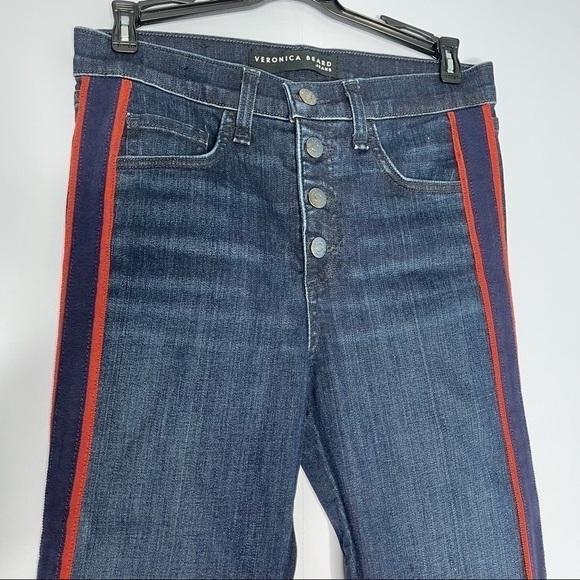veronica Beard Carolyn Tuxedo Stripe High Rise Baby Boot Crop Jeans US 26 - Picture 4 of 7